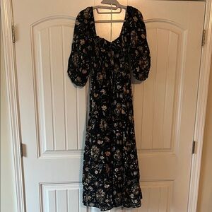 Free People Black Floral Long Sleeve Dress